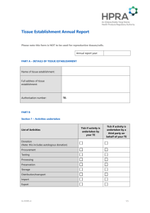 Tissue establishment annual report