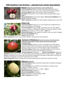UMD Seedling Trial Orchard – selected fruit variety descriptions