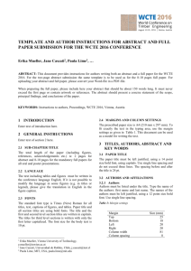 WCTE 2016 Abstract & Full Paper Template