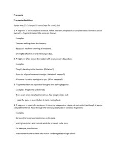 Fragments Fragments Guidelines 1 page long (ELC charges 10