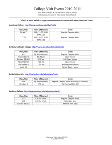 College Visit Events 2010-2011 Four Year Colleges & Universities