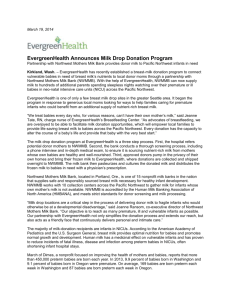 EvergreenHealth Announces Milk Drop Donation Program