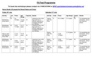 Fit Fest Programme To book into workshops please contact via