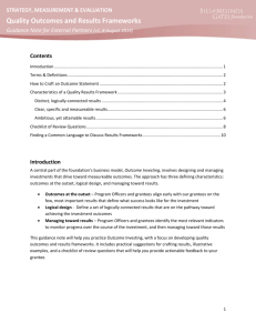 Quality Outcomes and Results Frameworks