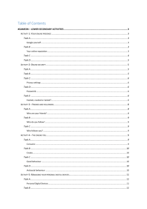 Lower secondary student activities DOCX