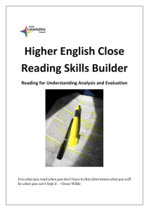 Higher English Close Reading Skills Builder