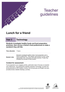 Year 3 Technology assessment teacher guidelines | Lunch for a