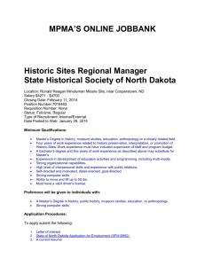 MPMA`S ONLINE JOBBANK Historic Sites Regional Manager State