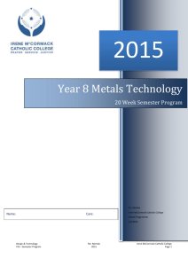 Year 8 Metal Program 2015 - Irene McCormack Catholic College