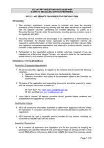 Registration Scheme for E-Waste Recycling Service Providers