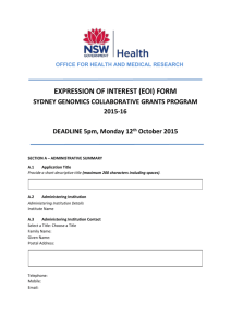 2015/16 Genomics Expression of Interest (EOI)