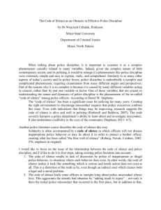 The Code of Silence as an Obstacle in Effective Police Discipline