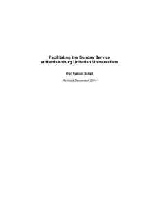 HUU Sunday Services Script - Unitarian Universalist Fellowship of