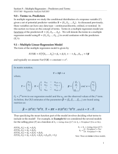 Multiple Regression - Predictors and Terms