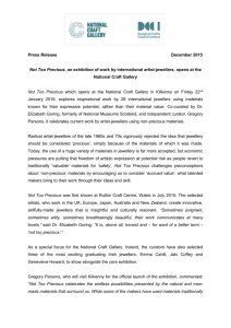 Press Release December 2015 Not Too Precious, an exhibition of