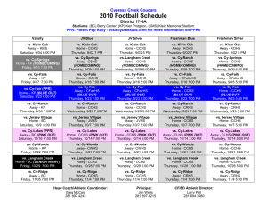 schedule - Cypress Creek High School Athletic Booster Club