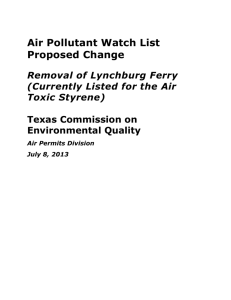 proposal to remove the Lynchburg Ferry area from its Air Pollutant