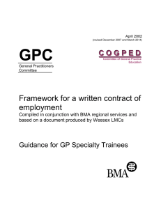 Framework for a written contract of employment