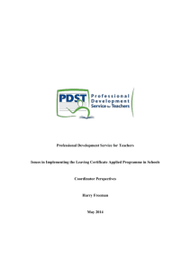 Implementing the Leaving Certificate Applied Programme in