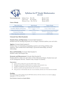 Syllabus for 8th Grade Mathematics 14-15