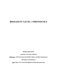 Biology BSL2 protocols - American University of Beirut
