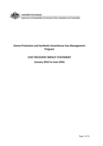 Cost Recovery Impact Statement - Ozone Protection and Synthetic