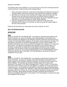 By-Law Revisions - The Association of Nutrition & Foodservice