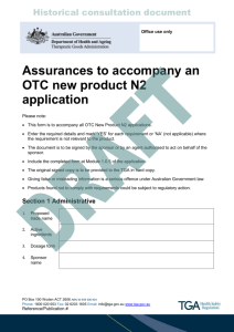 Draft: Assurances to accompany an OTC new product N2 application