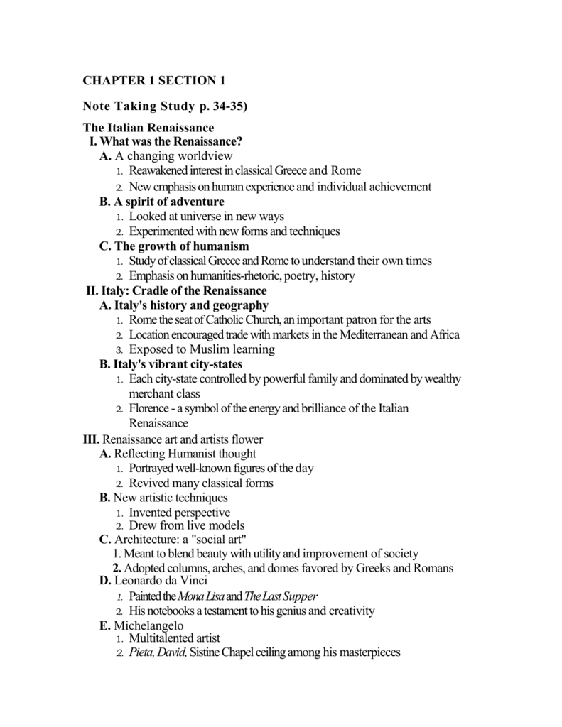 CHAPTER 1 SECTION 5 Note Taking Study Guide, p. 43 Thinkers of