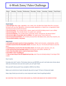 6-Week Zone/ Paleo Challenge Week Monday Tuesday Wednesday