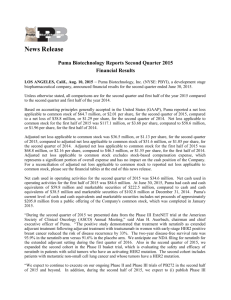 News Release Puma Biotechnology Reports Second Quarter 2015