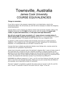 Townsville, Australia James Cook University COURSE