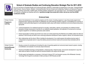 Graduate Studies and Continuing Education Strategic Plan for 2011