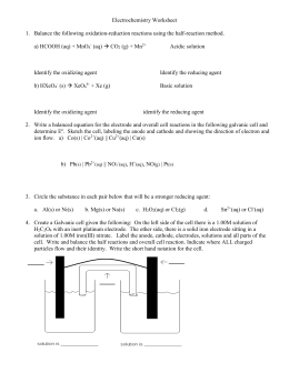 Electrochemistry Worksheet