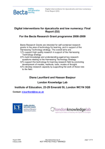 Digital interventions for dyscalculia and low numeracy: Final Report
