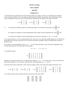 PILOT Learning Linear Algebra Fall 2014 Problem Set 2 1