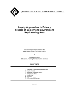 Inquiry approaches in Primary Studies of Society and Environment