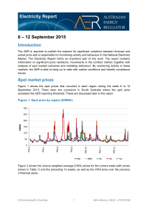6 - 12 September 2015 Electricity report