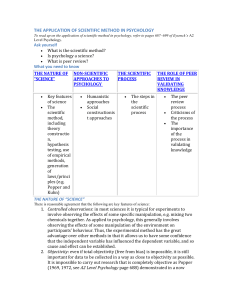 the application of scientific method in psychology