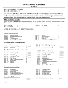 BIOLOGY MAJORS WORKSHEET