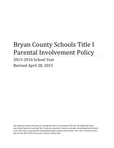 Bryan County Schools Title I Parental Involvement Policy