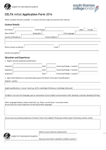 CELTA / PTLLS initial application form, 2009 * 2010