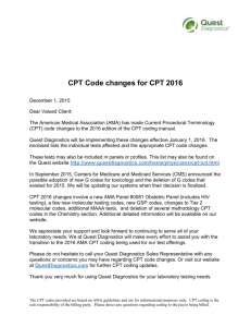 CPT Code changes - Quest Diagnostics
