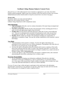 Earlham College Human Subjects Consent Form