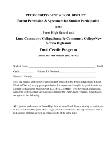PHS Dual Credit Agreement - Pecos Independent School District
