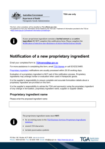 Notification of a new proprietary ingredient form