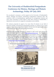 The University of Huddersfield Postgraduate Conference for History