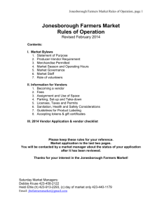 Jonesborough Farmers Market Rules of Operation