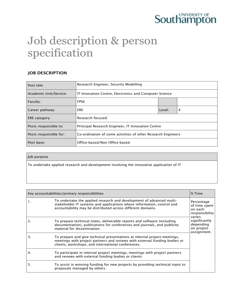 Job Description and Person Specification