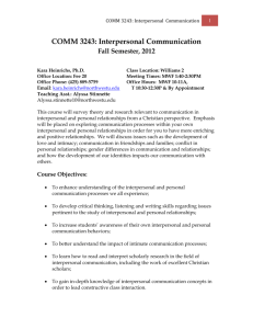 COMM 3243: Interpersonal Communication
